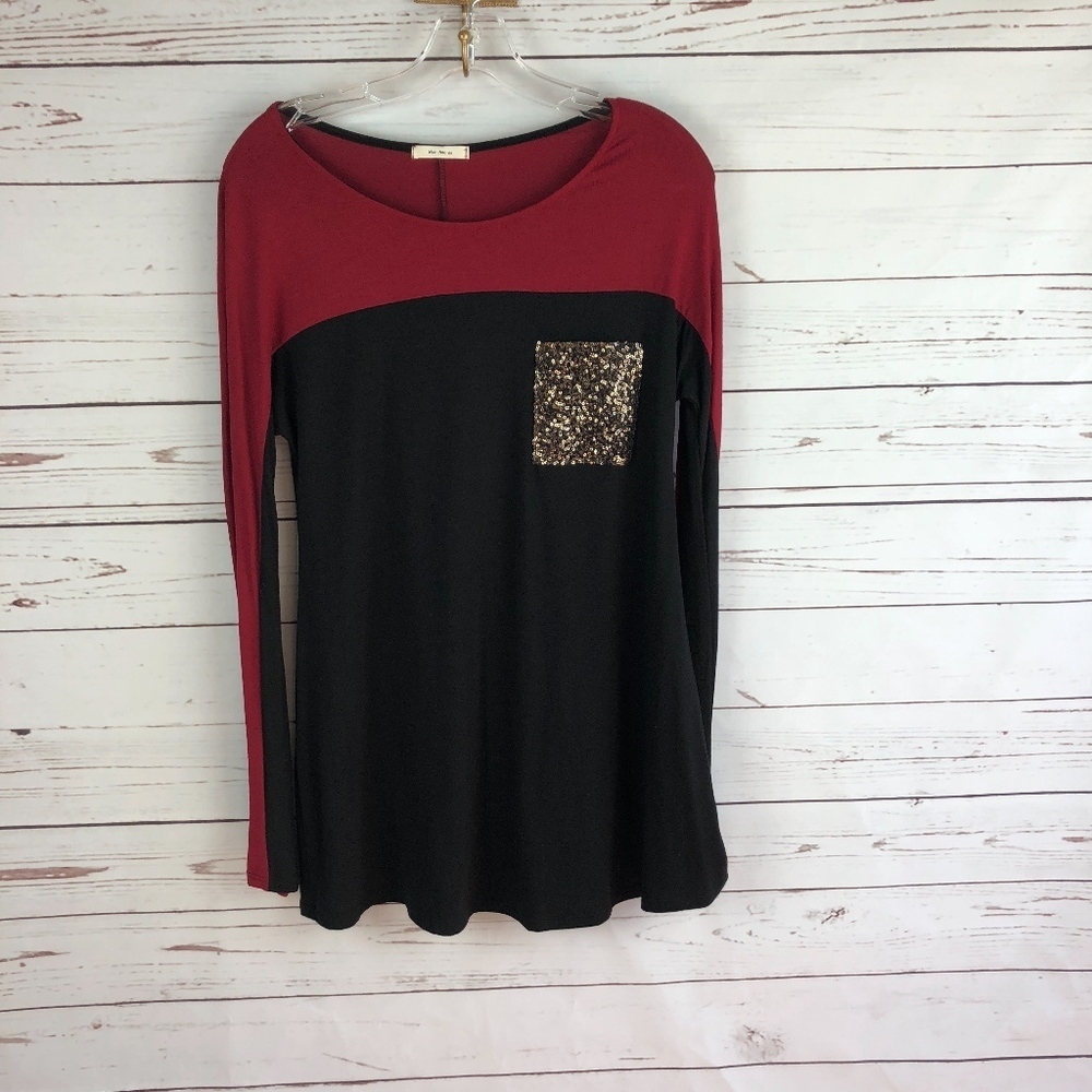 Mon Ami Oversized Tunic Gold Sequin Pocket S
